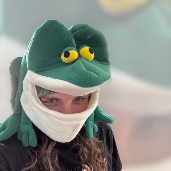 RARE Vtg Applause “Creepy Creature” Mask - Soft Foam / Plush Frog Full Face Hat - Picture 2 of 8